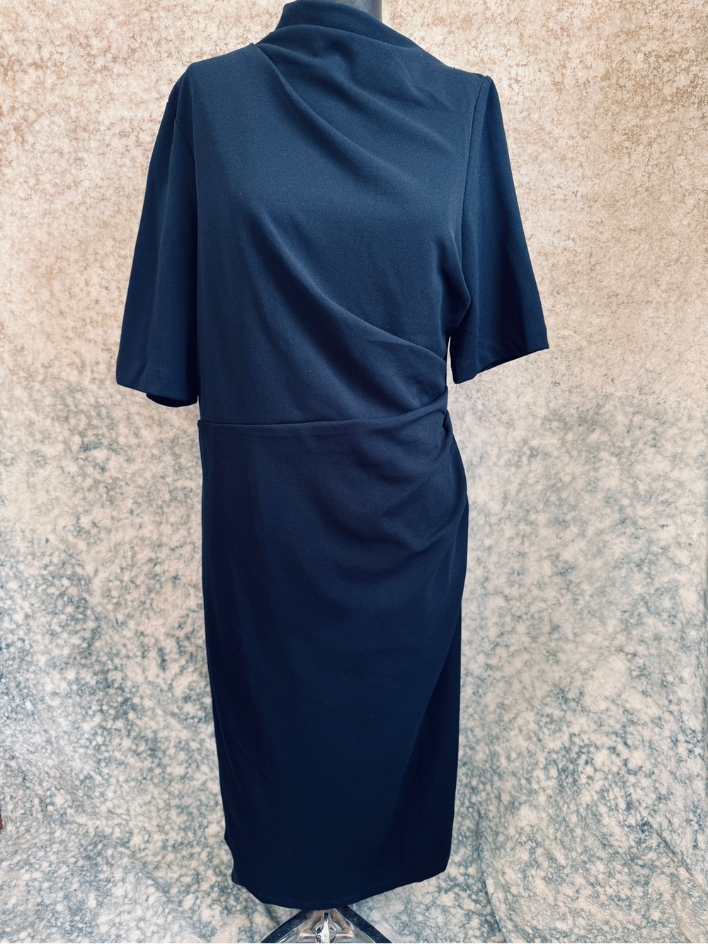 Maggy London Asymmetrical Ruched Midi Dress - US 14